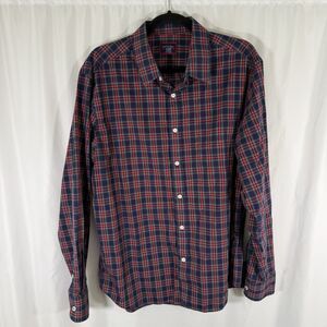 Untuckit Shirt Men's XL Blue Red Plaid Button Up Long Sleeve 100% Cotton